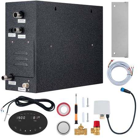 12KW Steam Shower Generator, Segmented Heating & Temperature Customization & 24h Timer Steam Kit, Automatic Drainage Home Steam Shower System Tested to UL Standards