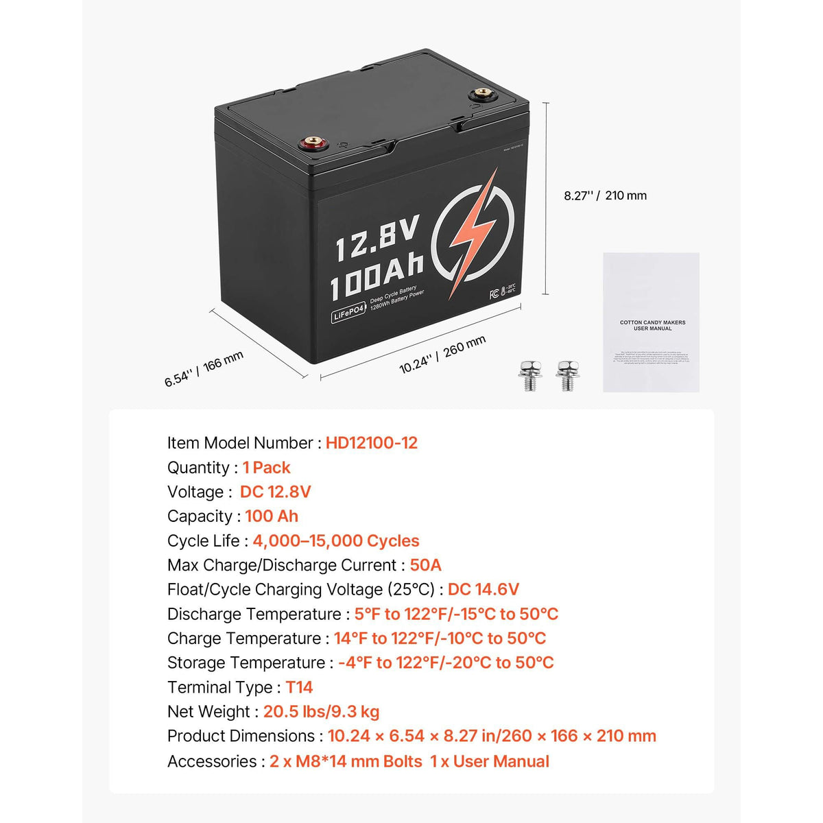 12V 100Ah LiFePO4 Battery, Up to 15000 Cycles, Deep Cycle Lithium Iron Phosphate Battery with Built-in BMS, Low Temperature Protection, 10 Years Lifetime, for Solar Off-Grid Home Energy Storage