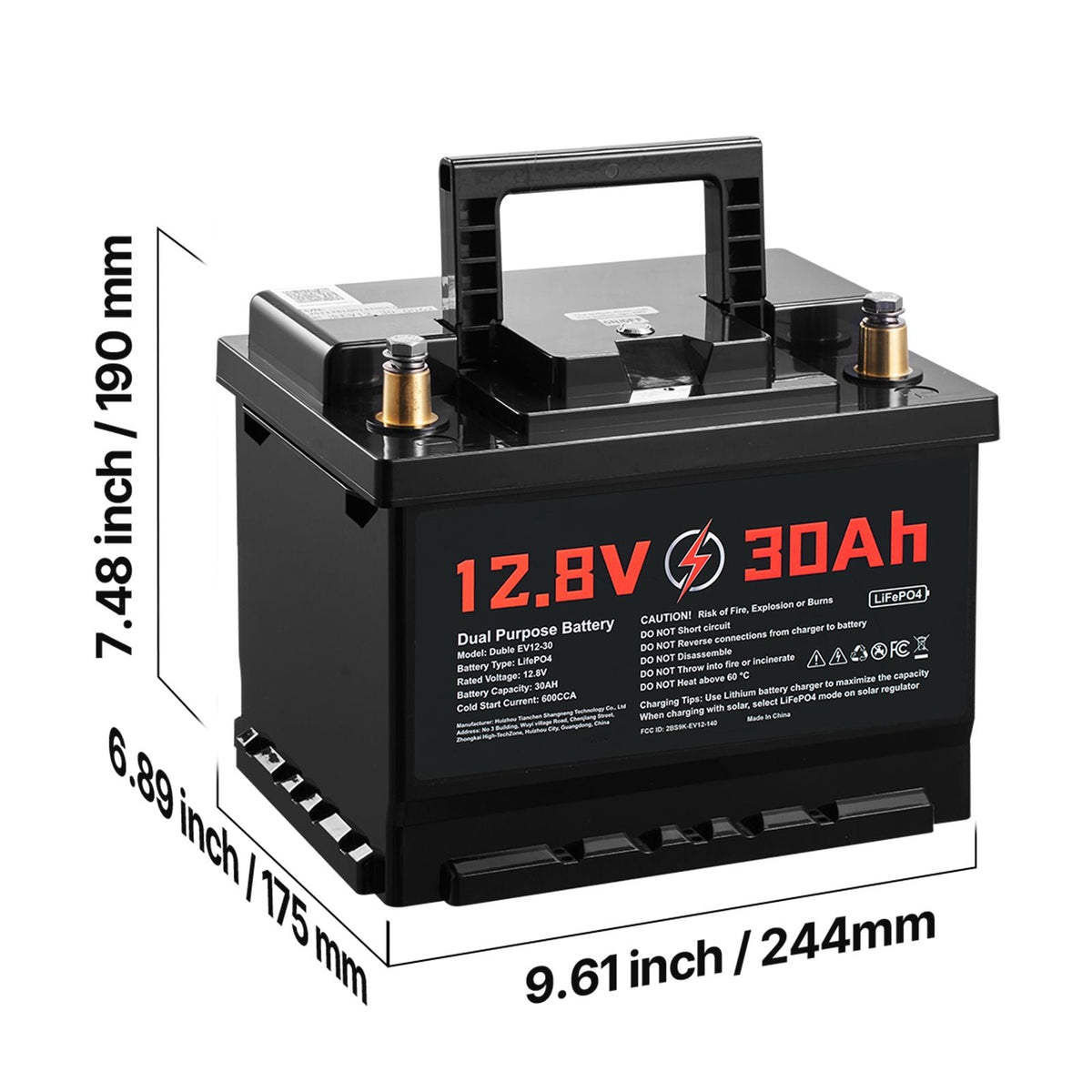 12V 30Ah Dual Purpose LiFePO4 Lithium Battery, 600 CCA Group 47, Car Start-Stop Lithium-ion Starter Battery Plus Deep Cycle, Built-in Smart BMS, for Automotive, Trolling Motor, Engine Starting