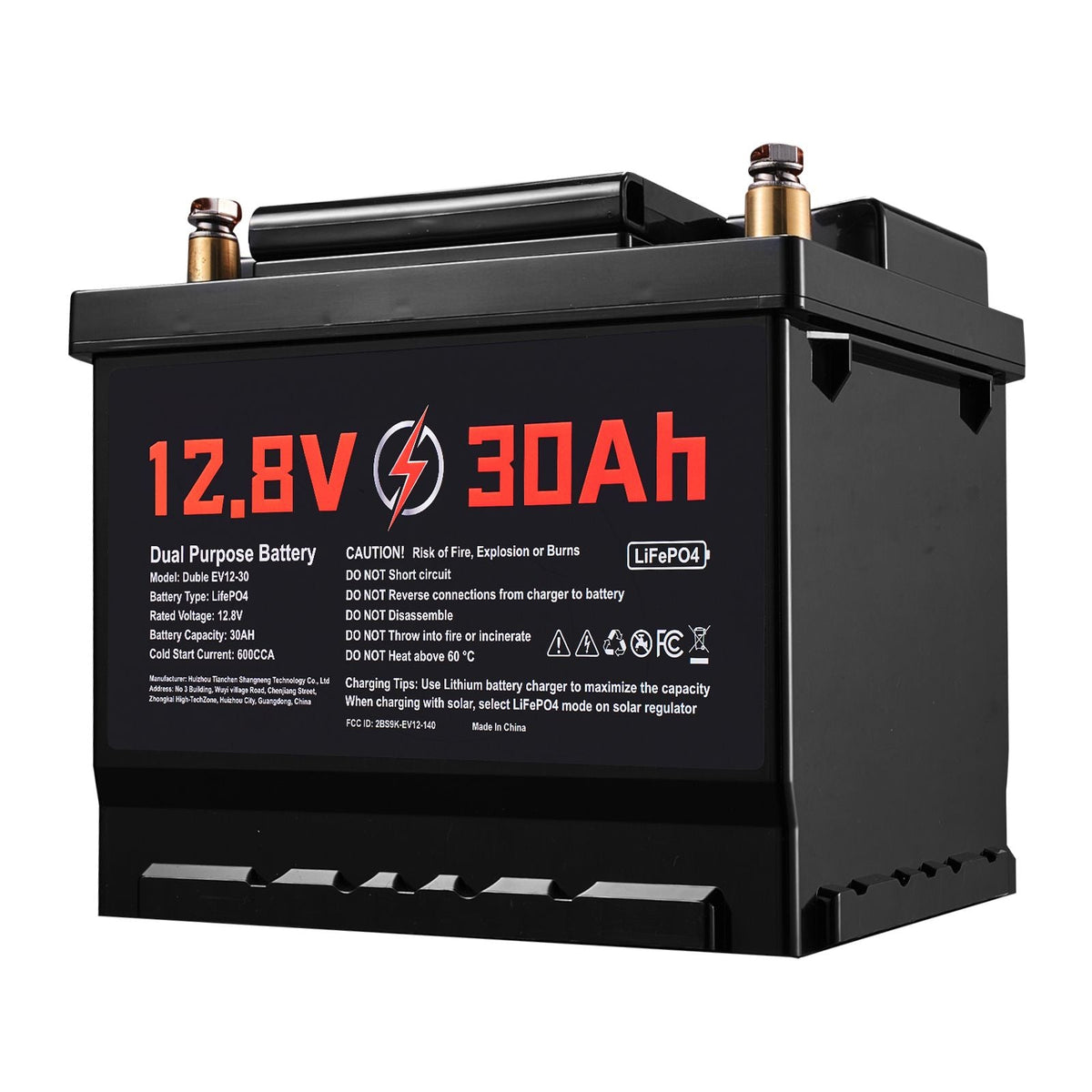 12V 30Ah Dual Purpose LiFePO4 Lithium Battery, 600 CCA Group 47, Car Start-Stop Lithium-ion Starter Battery Plus Deep Cycle, Built-in Smart BMS, for Automotive, Trolling Motor, Engine Starting