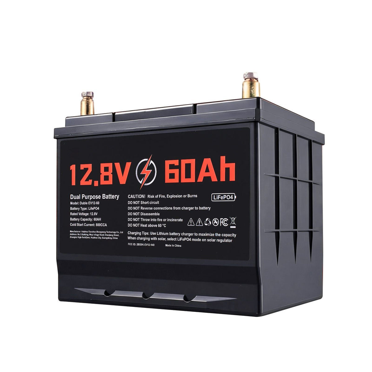 12V 60Ah Dual Purpose LiFePO4 Lithium Battery, 800 CCA Group 24, Lithium-ion Starter Battery Plus Deep Cycle, Built-in Smart BMS, Car Start-Stop, for Automotive, Trolling Motor, Engine Starting