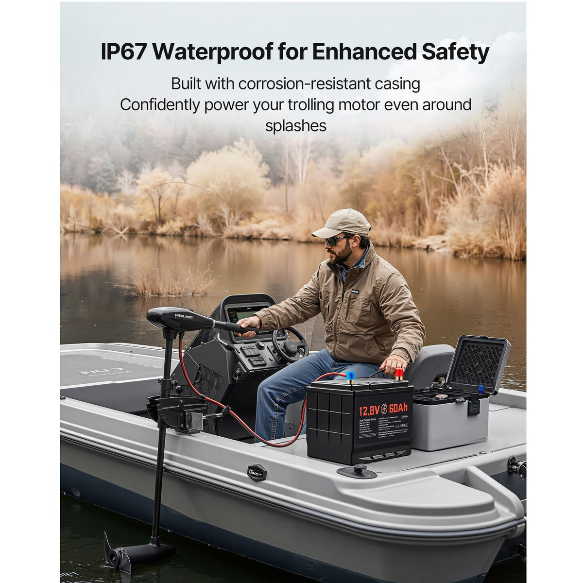 12V 60Ah Dual Purpose LiFePO4 Lithium Battery, 800 CCA Group 24, Lithium-ion Starter Battery Plus Deep Cycle, Built-in Smart BMS, Car Start-Stop, for Automotive, Trolling Motor, Engine Starting