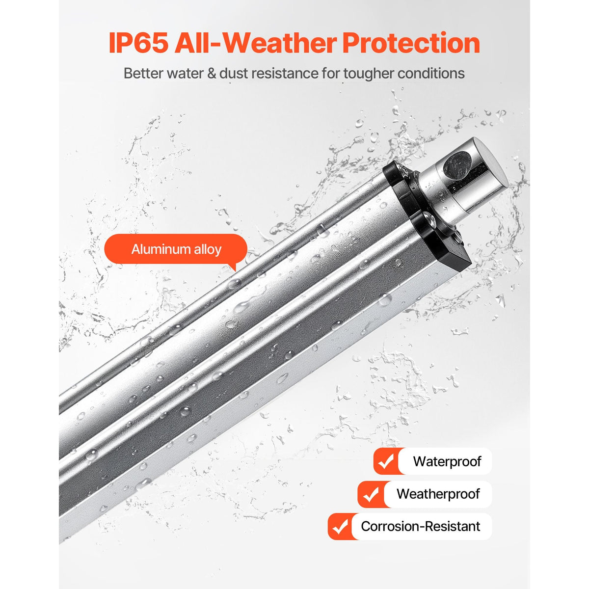 12V Linear Actuator, 8 Inch IP65 Waterproof Linear Actuator, 675lbs/3000N 0.2"/s Motion Actuators with Mounting Bracket for Outdoor Use