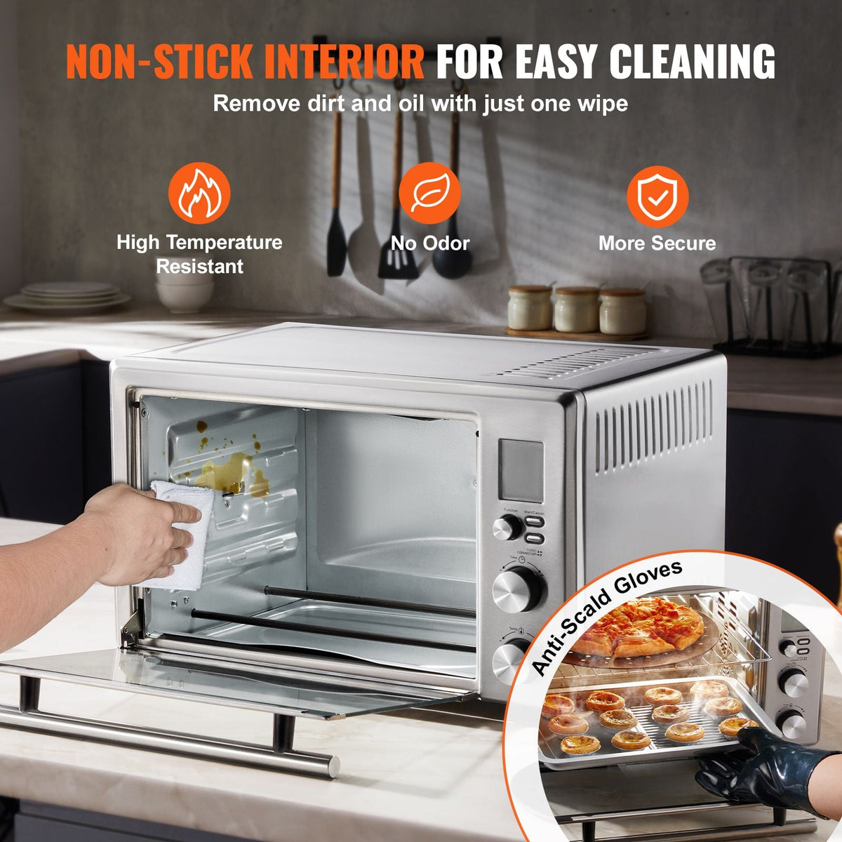 13-IN-1 Air Fryer Toaster Oven, 28L/29.6Qt Convection Oven, 1800W 2-Tier Toaster Ovens Countertop Combo with Wire Racks, Pizza Pan, Gloves, Home and Commercial Use