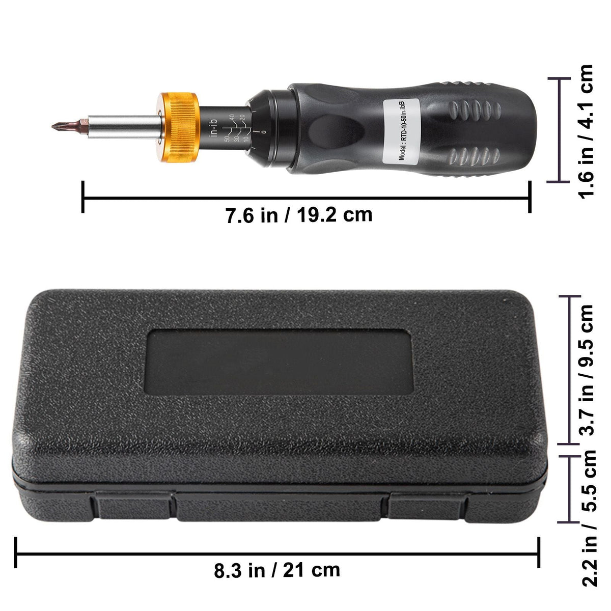 1/4" Drive Torque Screwdriver Wrench Set, 10-50 in-lbs Torque Adjustment Range, Torque Range Accurate to ±5%, 5 in-lb Increment Torque Screwdriver with 18 Bits & Case