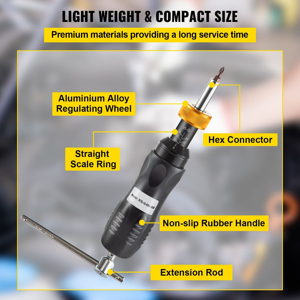 1/4" Drive Torque Screwdriver Wrench Set, 10-50 in-lbs Torque Adjustment Range, Torque Range Accurate to ±5%, 5 in-lb Increment Torque Screwdriver with 18 Bits & Case