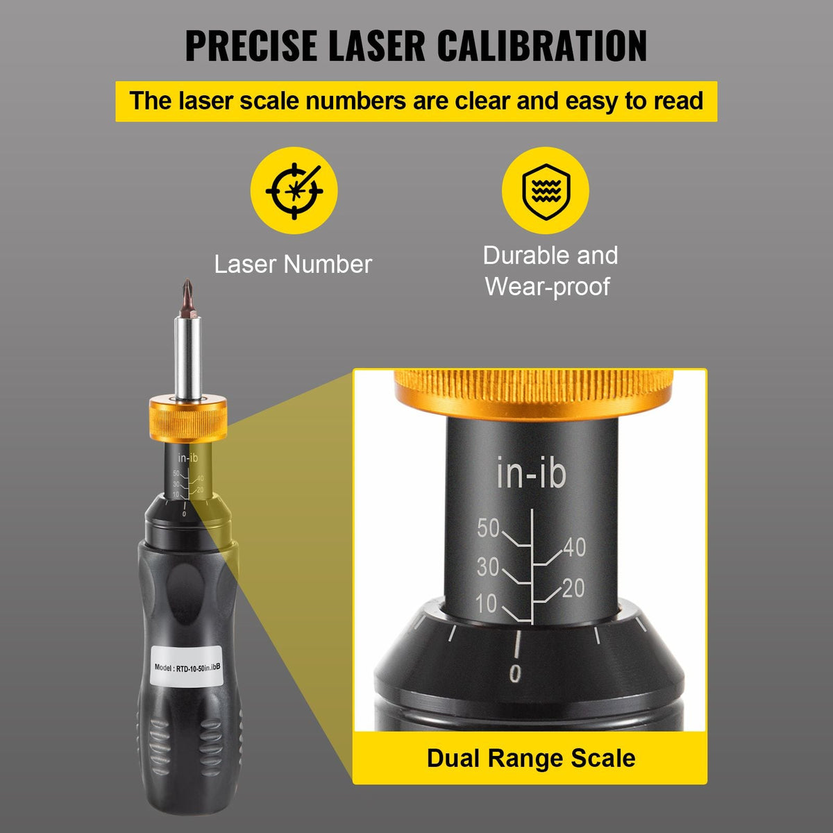 1/4" Drive Torque Screwdriver Wrench Set, 10-50 in-lbs Torque Adjustment Range, Torque Range Accurate to ±5%, 5 in-lb Increment Torque Screwdriver with 18 Bits & Case