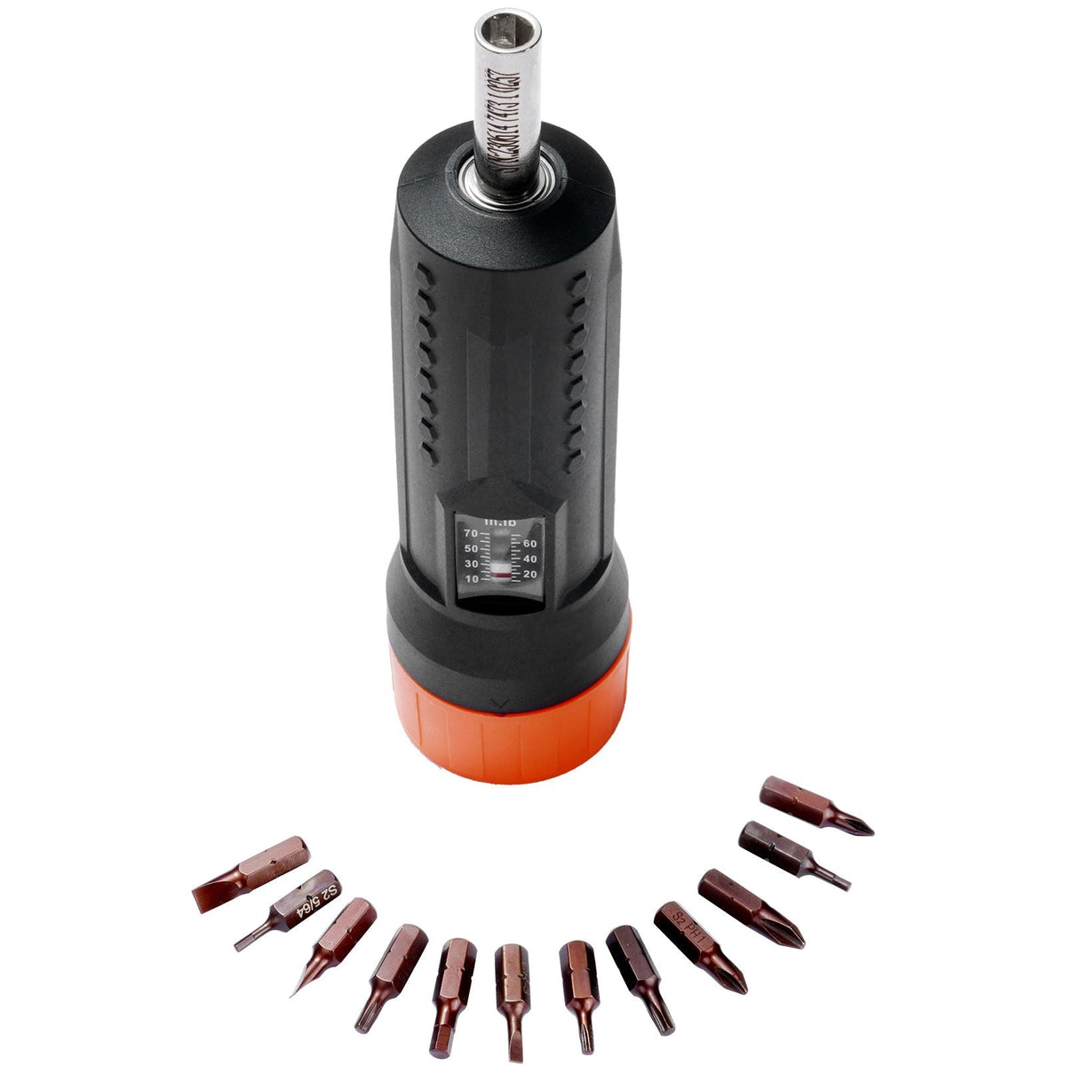 1/4" Drive Torque Screwdriver Wrench Set | 10-70 in-lbs Torque Adjustment Range | 1 in-lb Increment Torque Screwdriver | Driver Bits Set with View Window, 12 Bits & Case, Magnetic Function