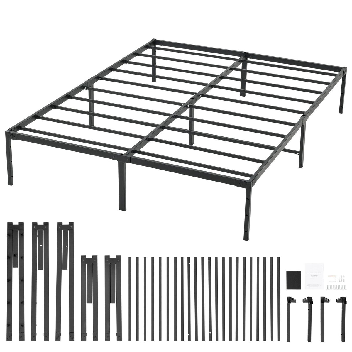 14 Inch Queen Metal Bed Frame Platform, No Box Spring Needed, 1500 lbs Loading Capacity Embedded Heavy Duty Mattress Foundation with Steel Slat Support, Easy Assembly, Noise Free