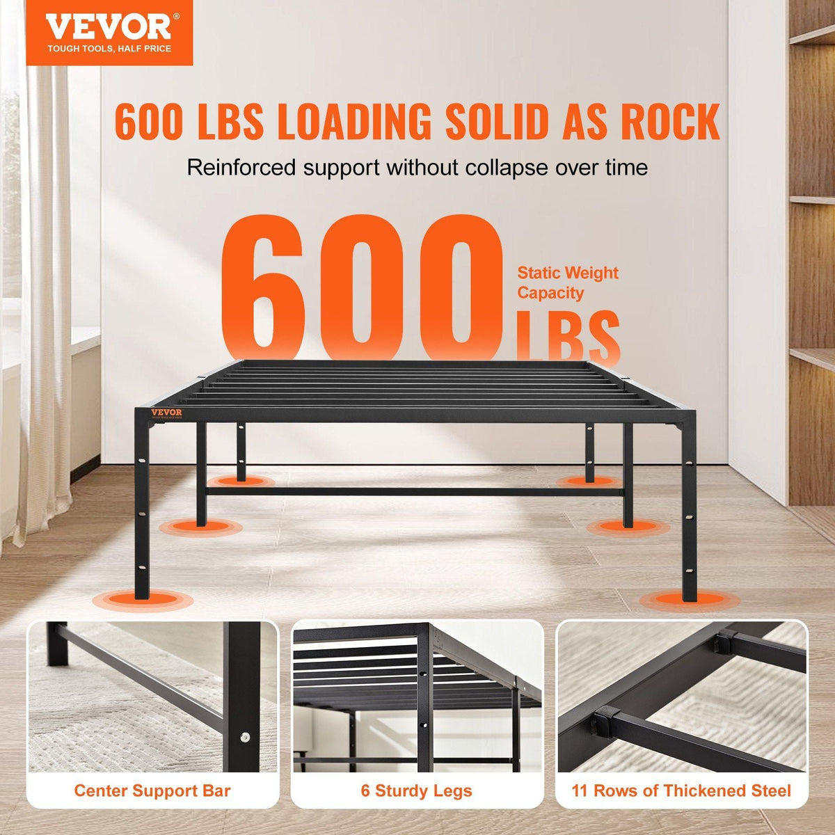 14 Inch Twin Metal Bed Frame Platform, No Box Spring Needed, Embedded Mattress Foundation with Steel Slat Support, Easy Assembly, Noise Free
