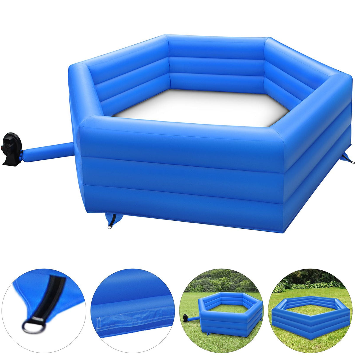 15 ft Gaga Ball Pit, Inflatable with Electric Air Pump, Gagaball Court Inflates in Under 3 Minutes, for Outdoor and Indoor School Family Activity