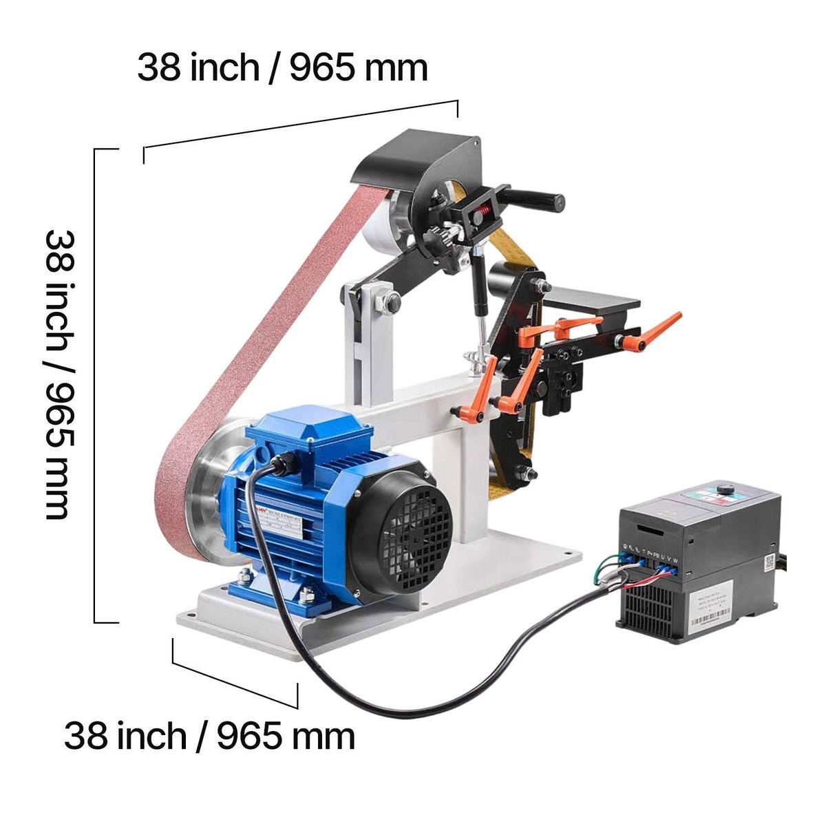 1500W 2HP Belt Sander Grinder, 2" x 82" Variable Speed Belt Grinder for Metalworking, 3 in 1 Belt Sander Polisher with 3 Grinding Moulds & Flat Platen Tool Rest for Knife Making