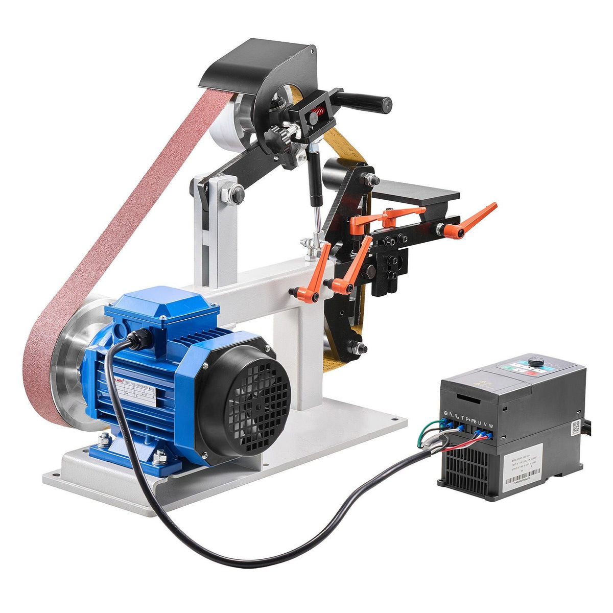 1500W 2HP Belt Sander Grinder, 2" x 82" Variable Speed Belt Grinder for Metalworking, 3 in 1 Belt Sander Polisher with 3 Grinding Moulds & Flat Platen Tool Rest for Knife Making