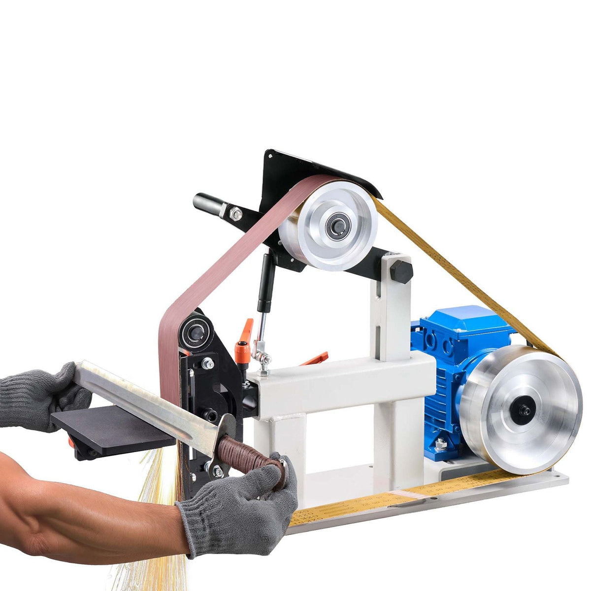 1500W 2HP Belt Sander Grinder, 2" x 82" Variable Speed Belt Grinder for Metalworking, 3 in 1 Belt Sander Polisher with 3 Grinding Moulds & Flat Platen Tool Rest for Knife Making