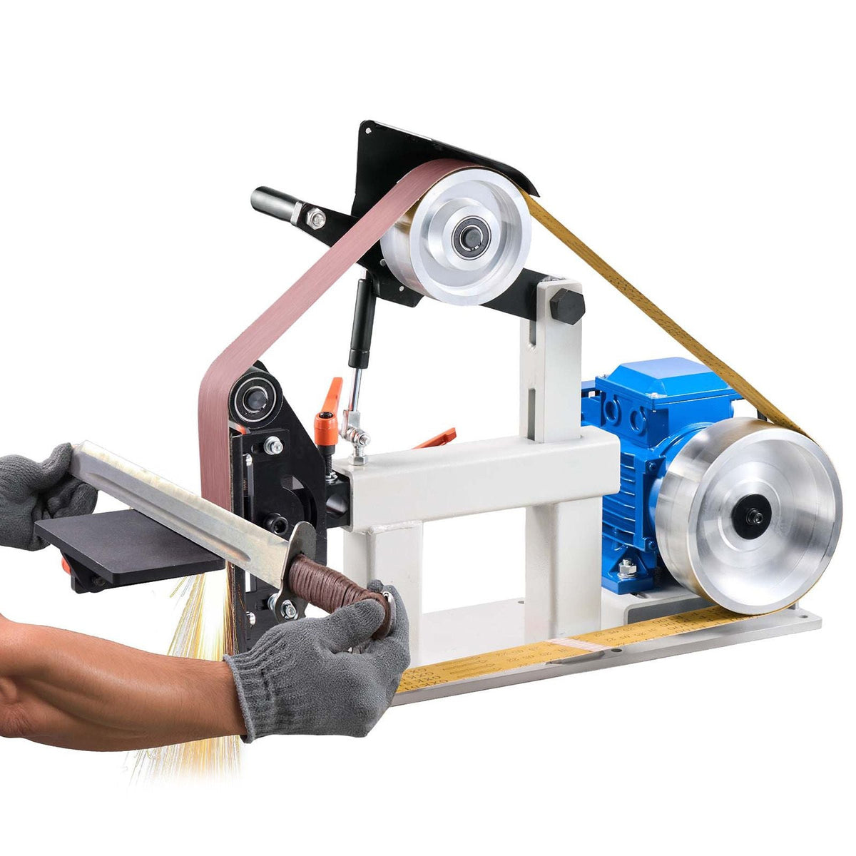 1500W 2HP Belt Sander Grinder, 2" x 82" Variable Speed Belt Grinder for Metalworking, 3 in 1 Belt Sander Polisher with 3 Grinding Moulds & Flat Platen Tool Rest for Knife Making