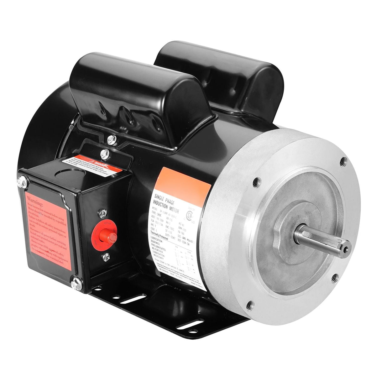 1.5HP Electric Motor 1725 rpm, AC 115V/230V, 56C Frame, Air Compressor Motor Single Phase, 5/8" Keyed Shaft, CW/CCW Rotation for Agricultural Machinery and General Equipment