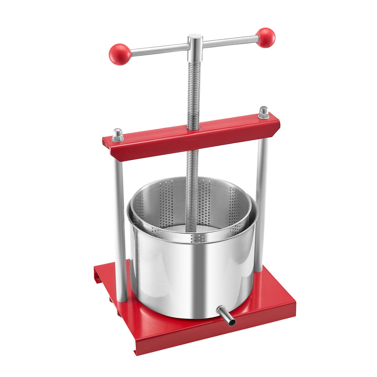 1.6 Gal/6L Fruit Wine Press, 2 Stainless Steel Barrels, Manual Juice Maker, Cider Apple Grape Tincture Honey Olive Oil Making Press with T-Handle for Outdoor Kitchen Home