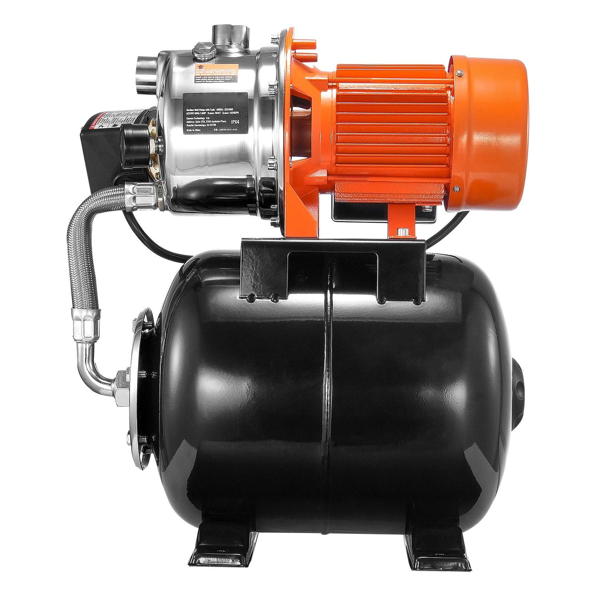 1.6 HP Shallow Well Pump with Pressure Tank, 1320 GPH, Automatic Irrigation Water Booster Pump with 30/50 PSI Pressure Switch for Home Garden Lawn, for Drinking Water Security