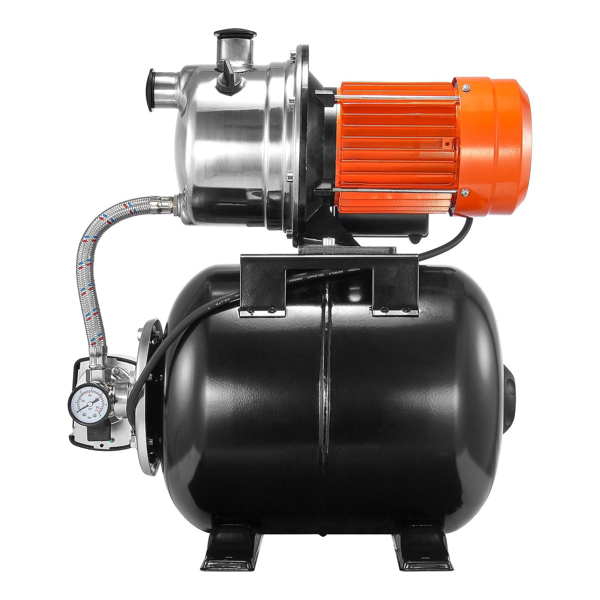 1.6 HP Shallow Well Pump with Pressure Tank, 1320 GPH, Automatic Irrigation Water Booster Pump with 5-Gal Pressure Tank 30/50 PSI Pressure Switch, Stainless Steel Pump Head for Home Garden Lawn