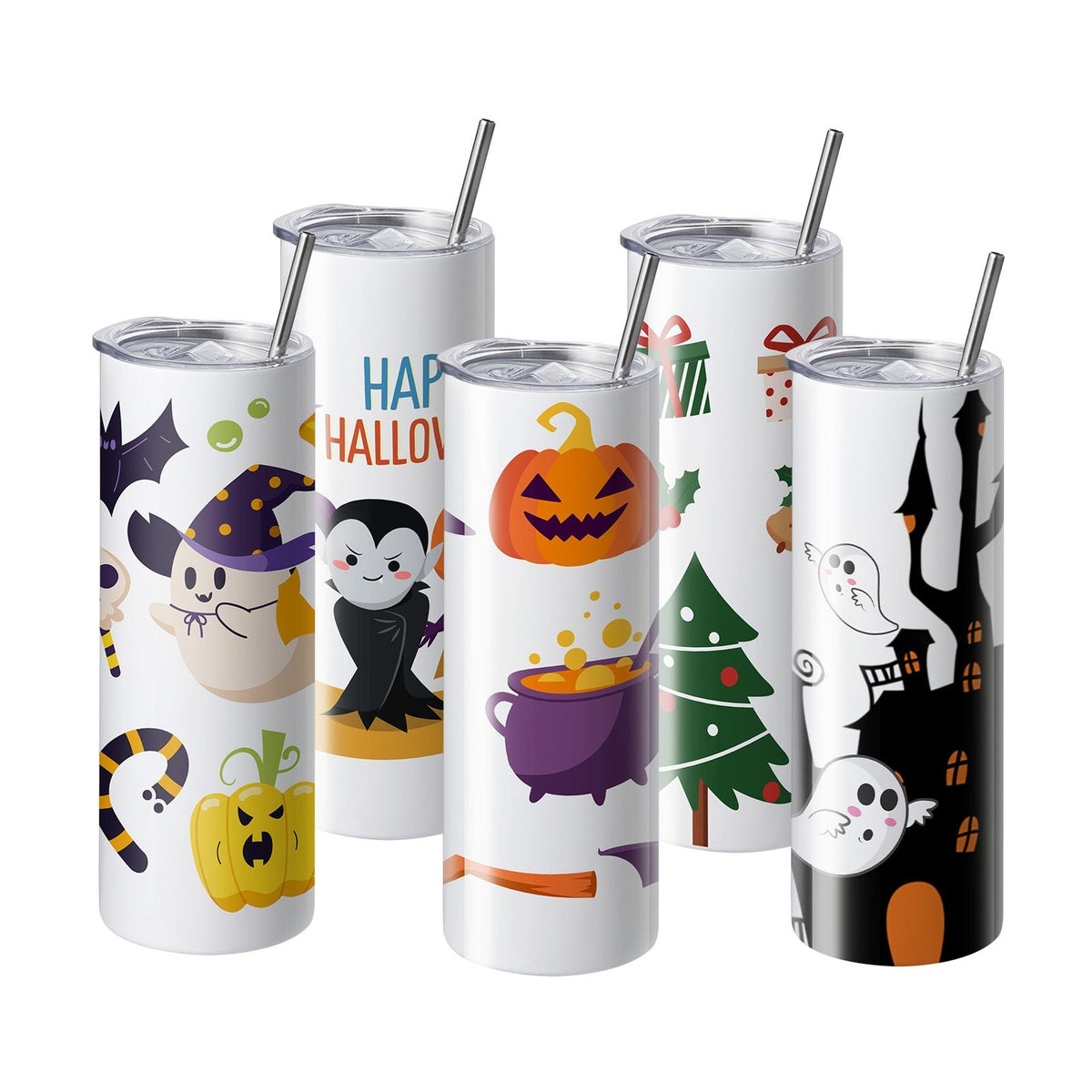 16 Pack Sublimation Tumblers 20oz Skinny Straight, Stainless Steel Sublimation Tumblers Blank, Stainless Steel Double Wall Tumbler for Heat Transfer Customized Gifts with Lid and Straw, Gift Box
