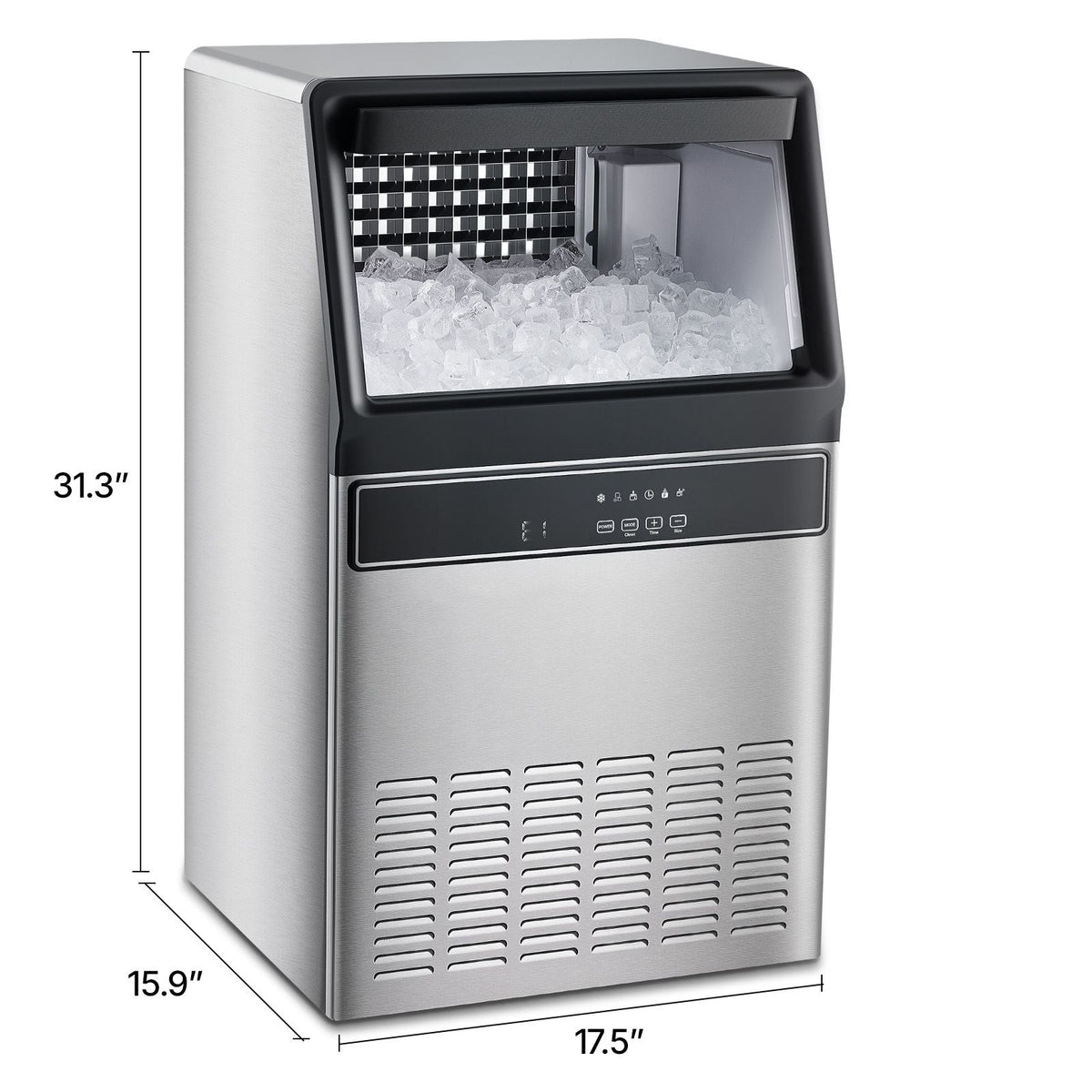 160lbs/24H Commercial Ice Maker, 55 Ice Cubes in 15 Minutes, Freestanding Ice Maker Machine with 33lbs Large Storage Capacity for Bar Office Restaurant, with LED Digital Display & Self-Cleaning