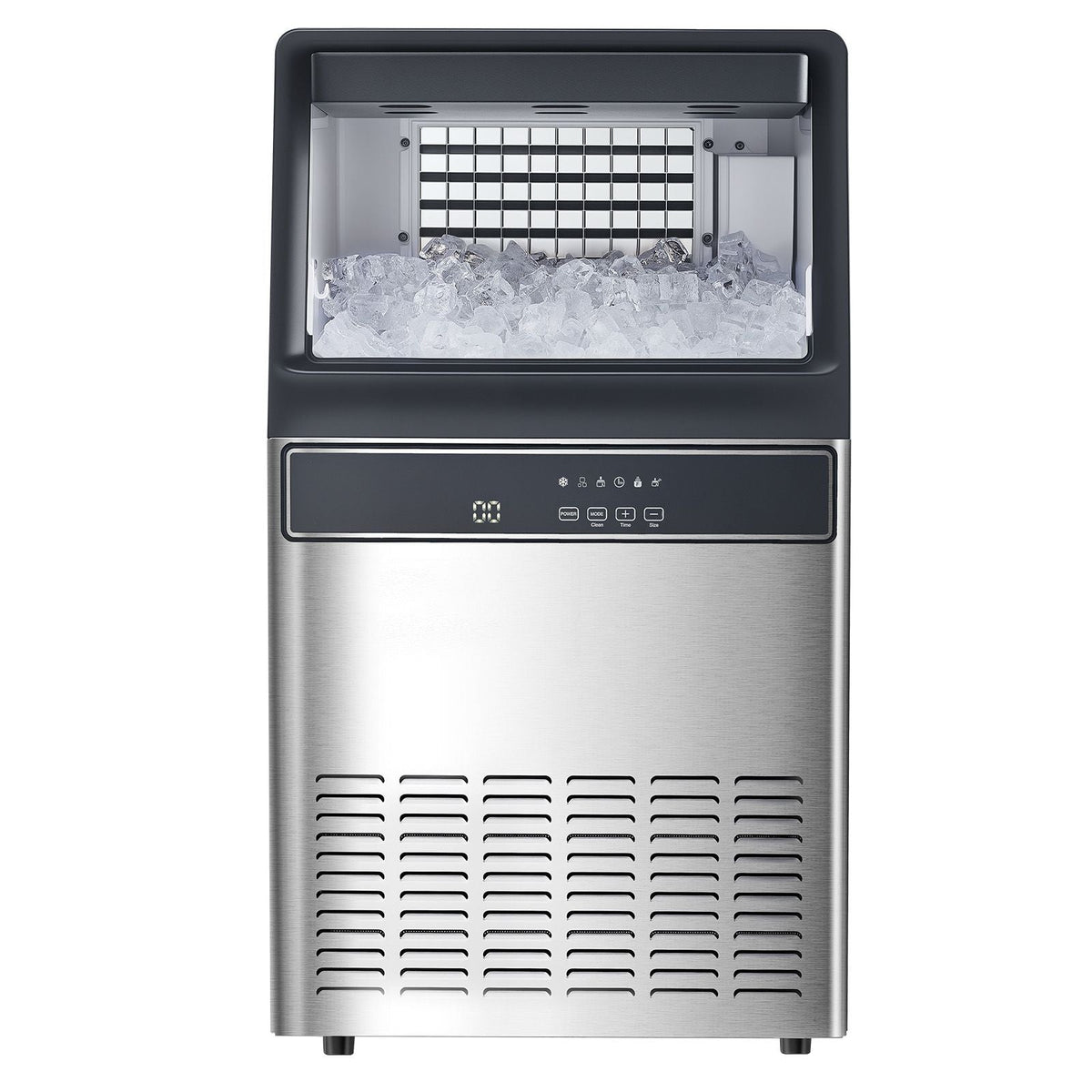 160lbs/24H Commercial Ice Maker, 55 Ice Cubes in 15 Minutes, Freestanding Ice Maker Machine with 33lbs Large Storage Capacity for Bar Office Restaurant, with LED Digital Display & Self-Cleaning