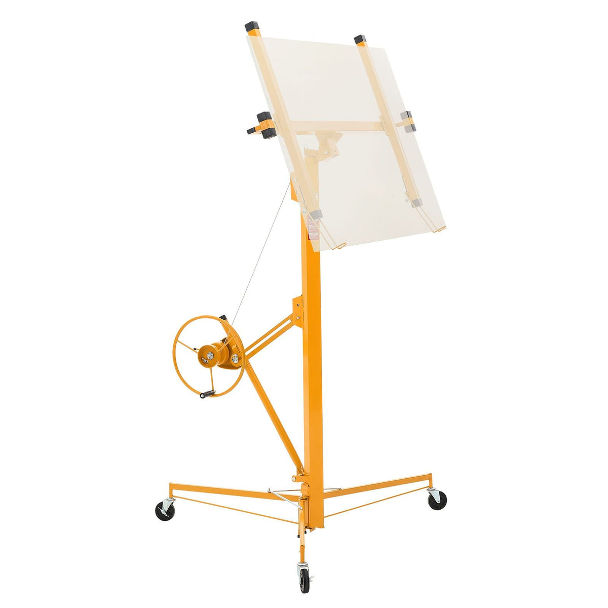 16ft Drywall Lift, Heavy-Duty 150 lbs Sheetrock Hoist with Adjustable Telescoping Arm, Lockable Wheels, Drywall Lifter Panel Jack Hoist Tools Ideal for Ceiling & Wall Installation (Yellow)
