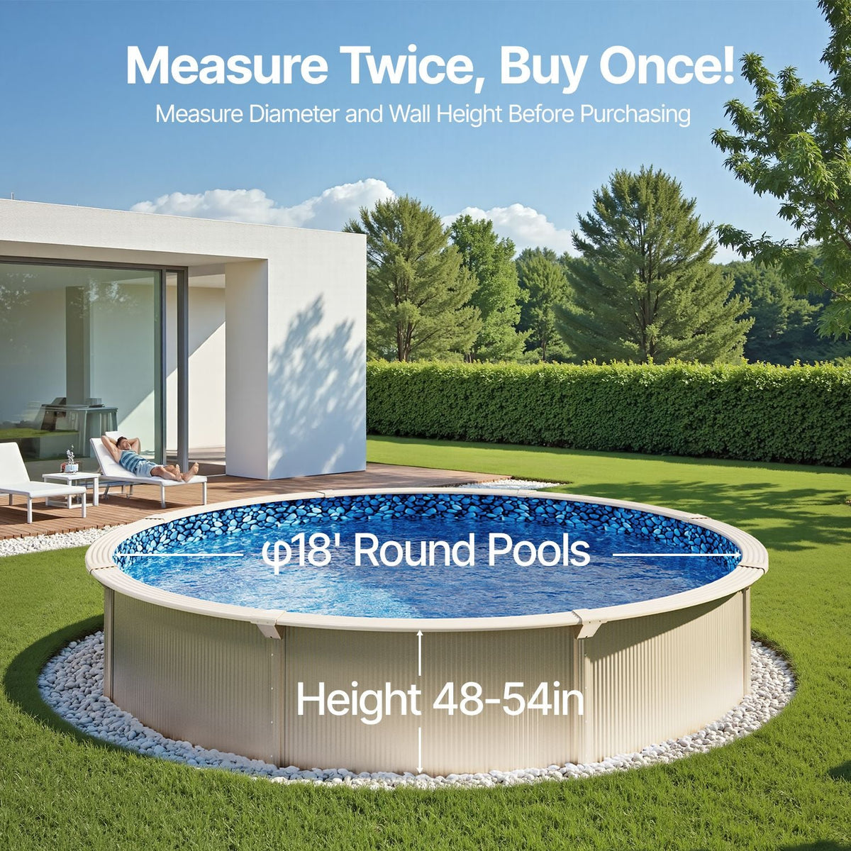 18-ft Round Above Ground Pool Liner, Overlap Pool Liners, Standard Gauge Vinyl, 48-to-54inch Wall Height, Designed for Steel Sided Above-Ground Swimming Pools