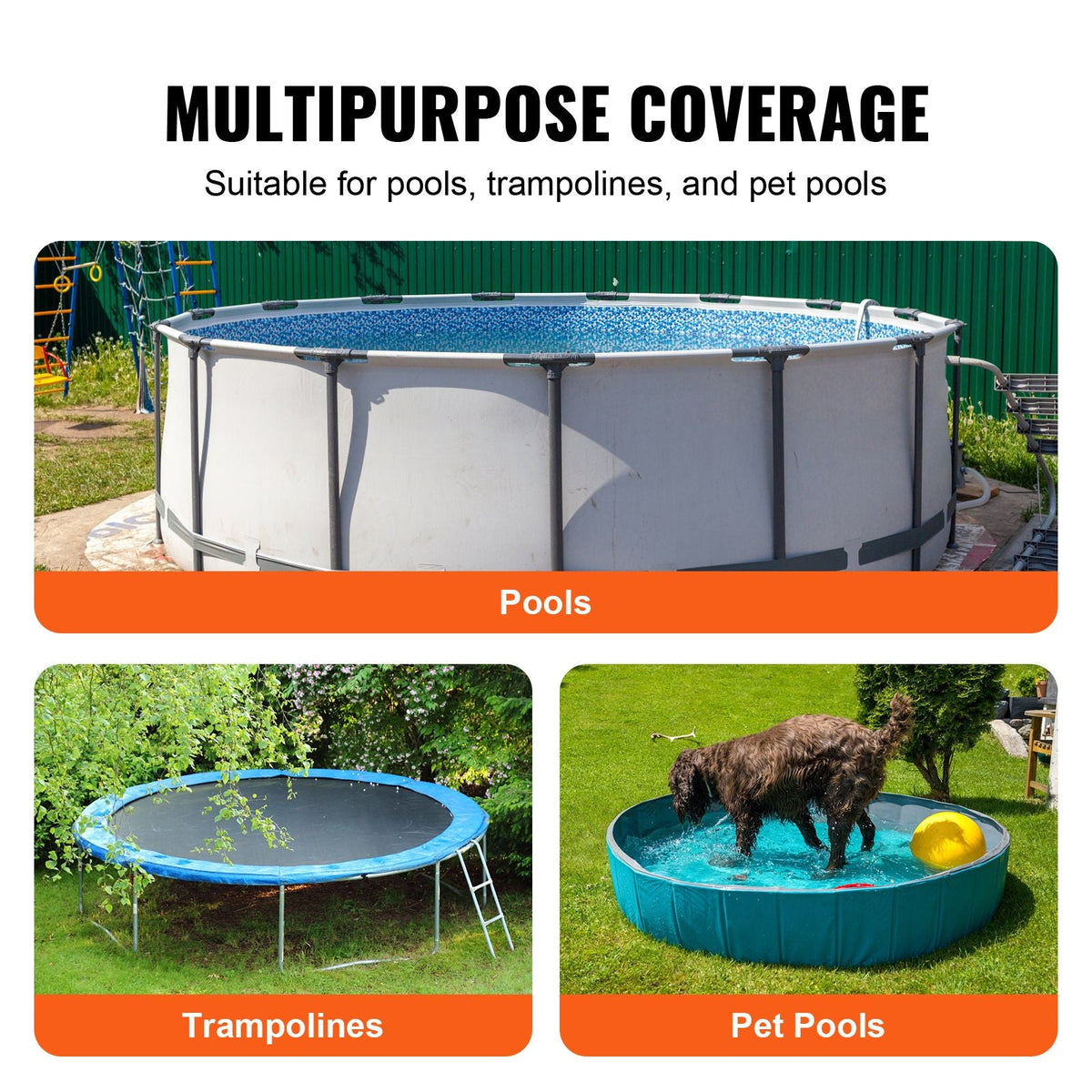 18 Ft Round Pool Cover, Solar Covers for Above Ground Pools, Safety Pool Cover with Drawstring Design, 420D Oxford Fabric Winter Pool Cover, Waterproof and Dustproof, Black