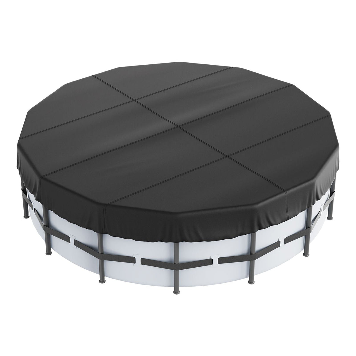 18 Ft Round Pool Cover, Solar Covers for Above Ground Pools, Safety Pool Cover with Drawstring Design, 420D Oxford Fabric Winter Pool Cover, Waterproof and Dustproof, Black