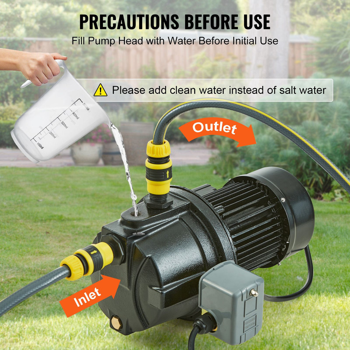 1HP Premium Cast Iron Shallow Well Jet Water Pump, 115 Volt, 17.6 GPM 164 FT Maximum Head Irrigation Water Pump, for Agricultural Garden Irrigation System High-Rise Water Supply Shower Booster