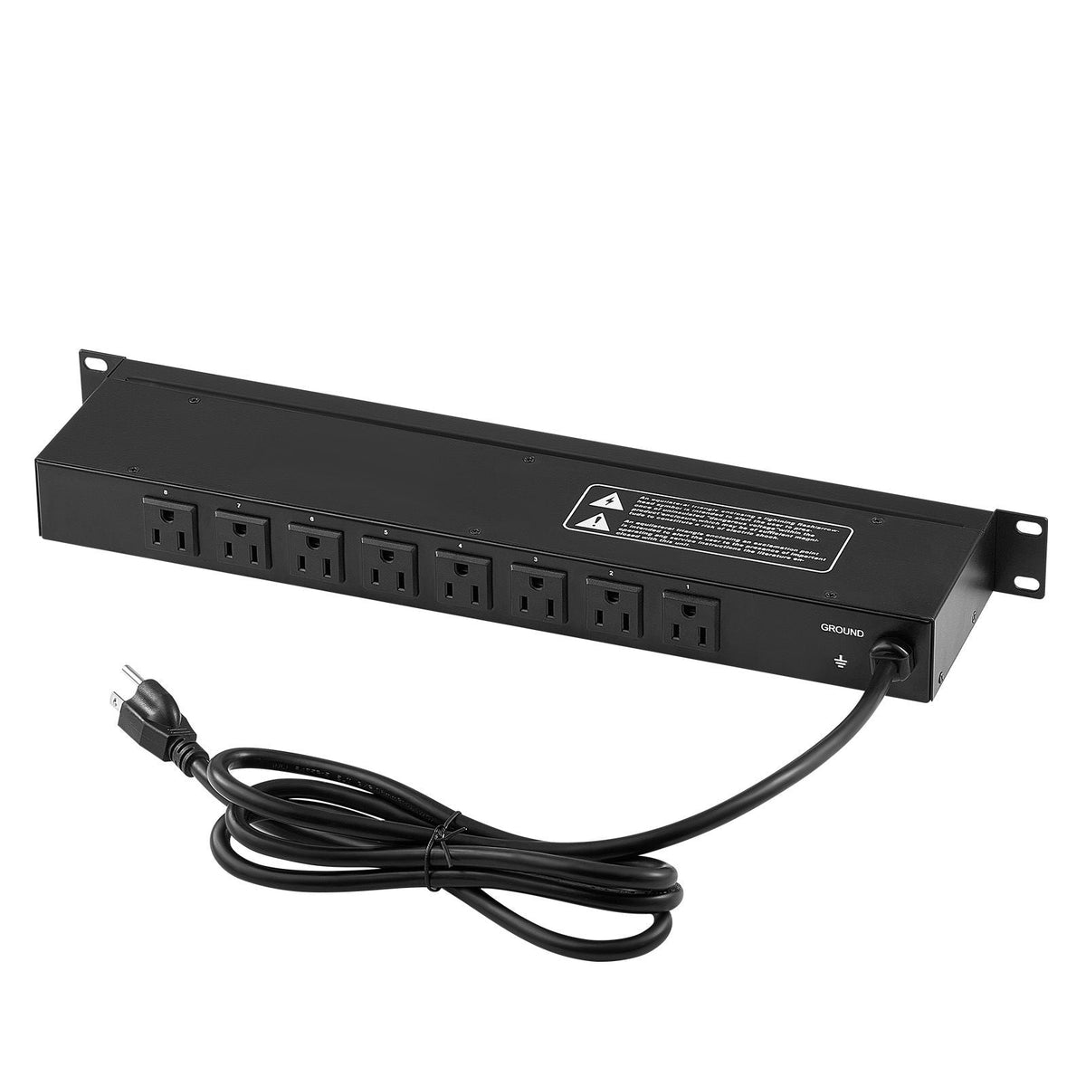 1U PDU, 8 Outlets, Rack Mount Power Strip Fits Standard 19" Server Racks, with Integrated Switch Surge Protection & Overload Protection, 110-125V/15A, Ideal for Home and Office