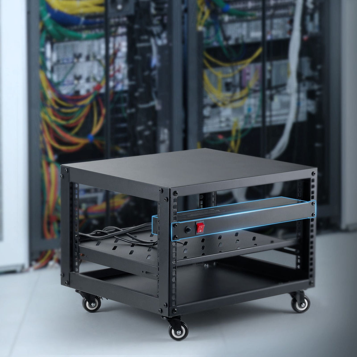 1U PDU, 8 Outlets, Rack Mount Power Strip Fits Standard 19" Server Racks, with Integrated Switch Surge Protection & Overload Protection, 110-125V/15A, Ideal for Home and Office