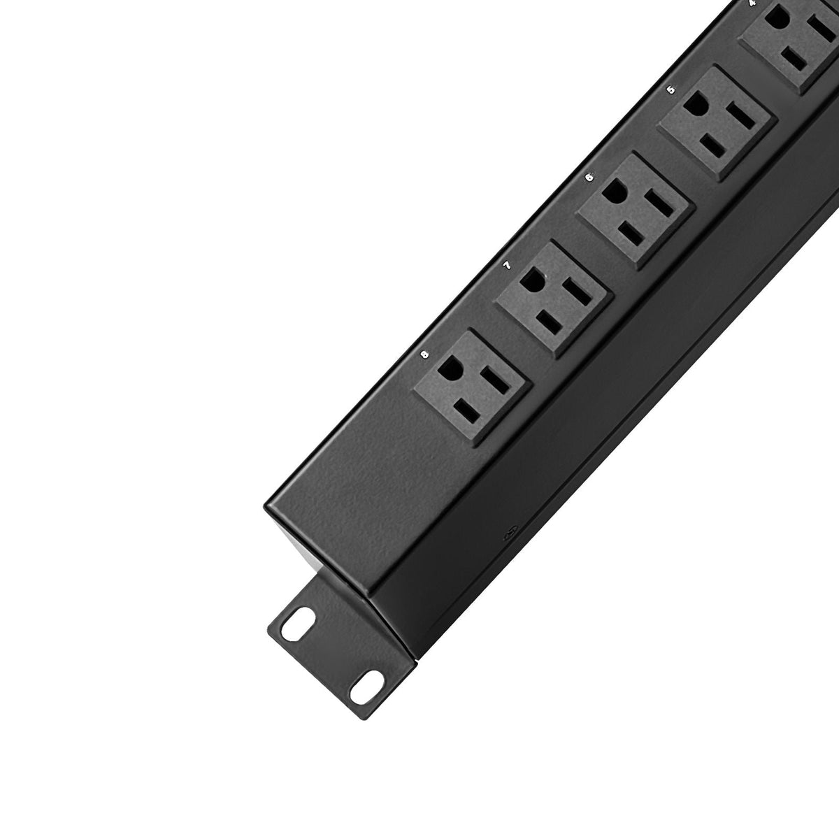 1U PDU, 8 Outlets, Rack Mount Power Strip Fits Standard 19" Server Racks, with Integrated Switch Surge Protection & Overload Protection, 110-125V/15A, Ideal for Home and Office