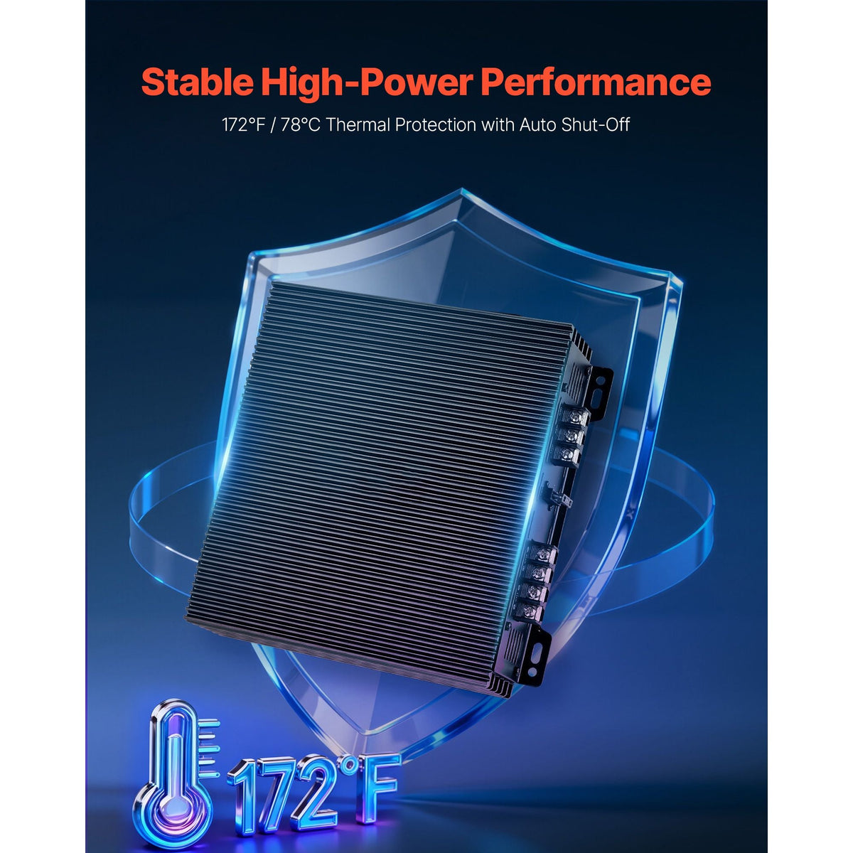 2 Channel Car Audio Amplifier 2 Ohm Stable Bridgeable Class A/B Full Range Stereo Amp Max Power 2 x 300W @ 4 Ohm / 2 x 600W @ 2 Ohm for Car SUV Truck Off-Road