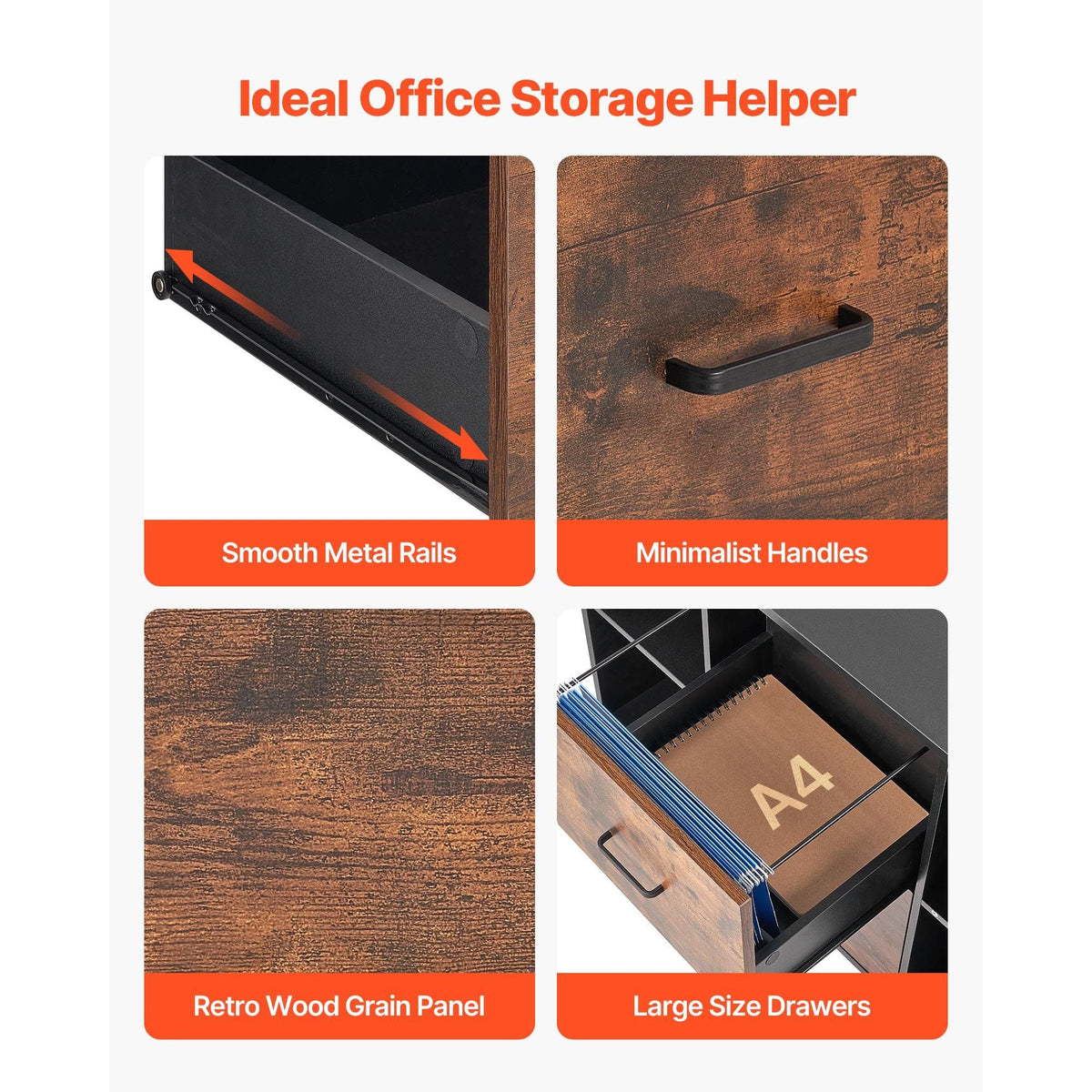 2 Drawer Wooden File Cabinet, Mobile Filing Cabinet with Open Shelves, Lateral Rolling File Storage with Lockable Wheels, Modern Free Standing Printer Stand for Home, Office, School, Black
