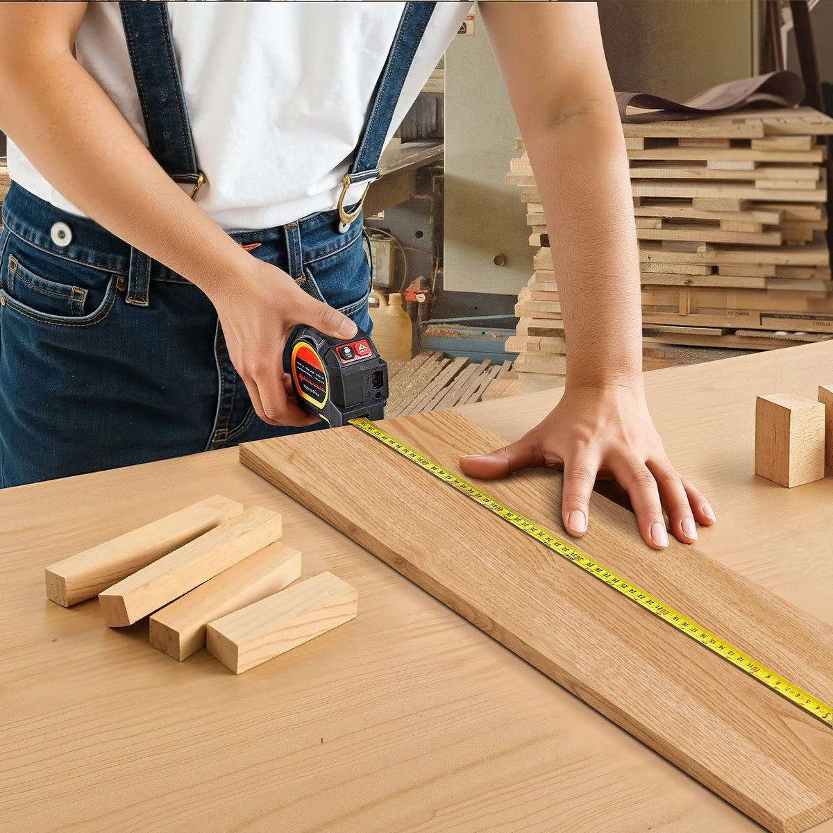 2-in-1 Laser Tape Measure, 135Ft Rechargeable Laser Measurement Tool & 16Ft Measuring Tape with Magnetic, 4 Modes-Length, Area, Volume, Continuous,ft/in/m/ft+in Unit,for Outdoor,Decoration