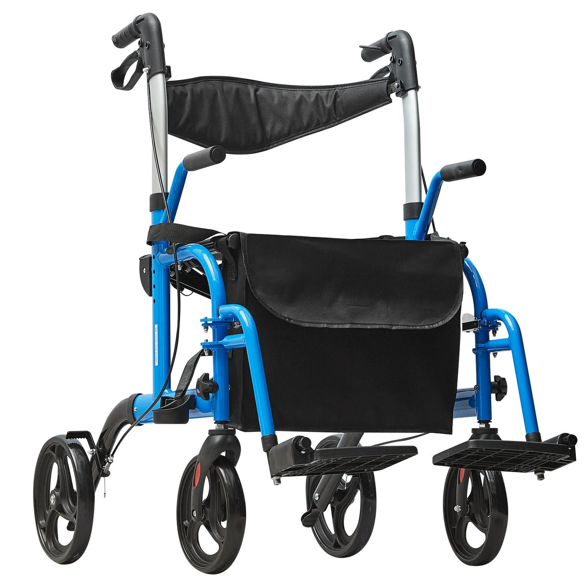 2 in 1 Rollator Walker & Transport Chair for Seniors, Folding Rolling Walker Wheelchair Combo & Footrests, Lightweight Aluminum Mobility Walker with Adjustable Handle, All Terrain Wheels, 300LBS