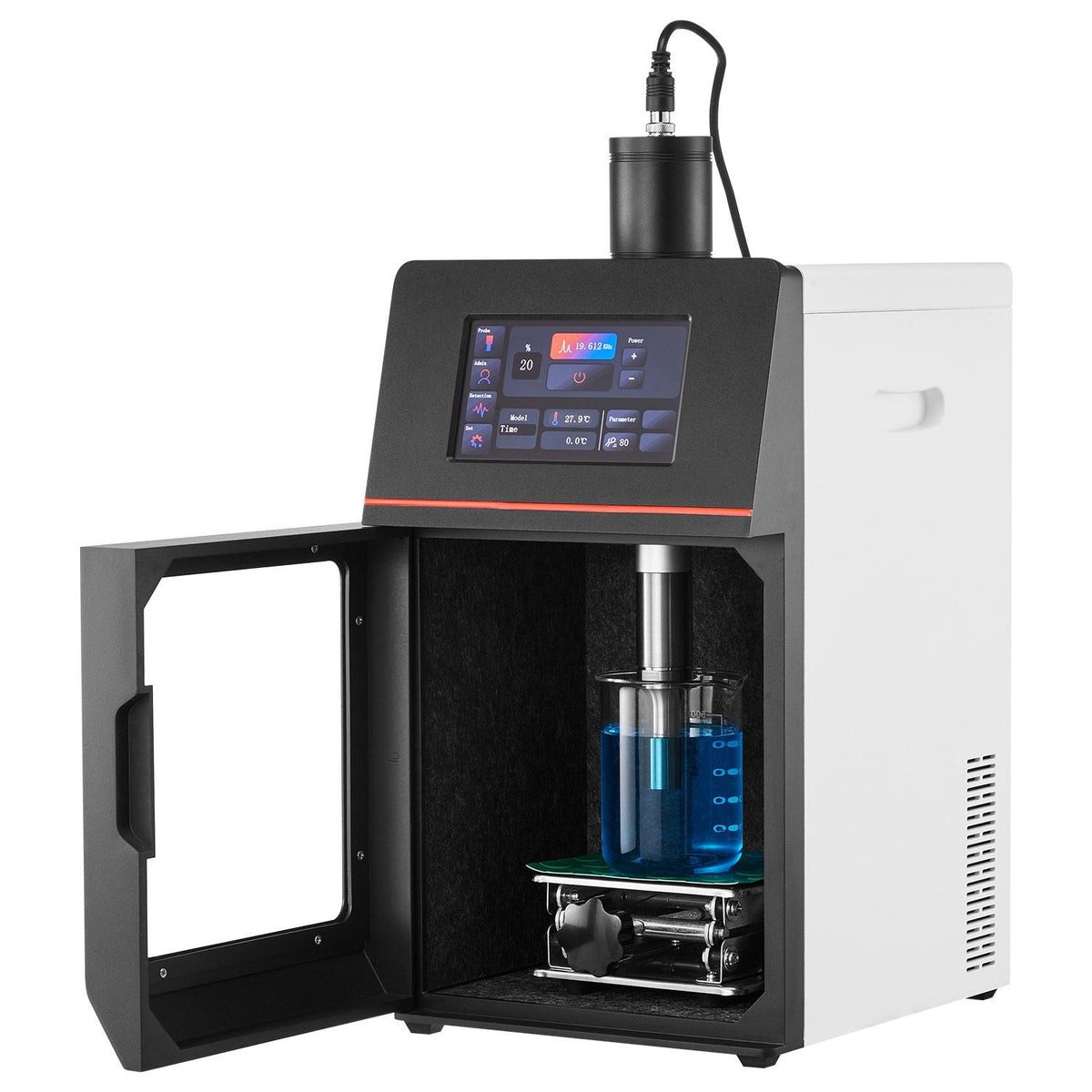 2 in 1 Ultrasonic Homogenizer, 2000W Power, 20KHz Frequency, 0.79 inch Titanium Alloy Probe, Continuous, Timer and Pulse Three Modes, Noise Reduction, Sonicator Processor Cell Disruptor Mixer