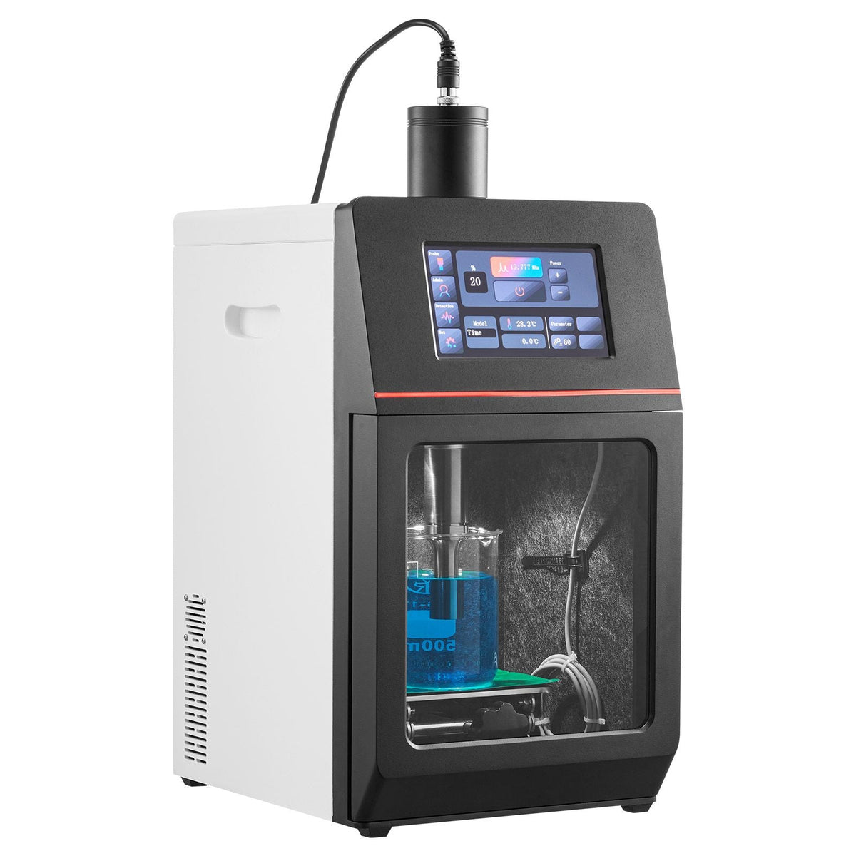 2 in 1 Ultrasonic Homogenizer, 2000W Power, 20KHz Frequency, 0.79 inch Titanium Alloy Probe, Continuous, Timer and Pulse Three Modes, Noise Reduction, Sonicator Processor Cell Disruptor Mixer