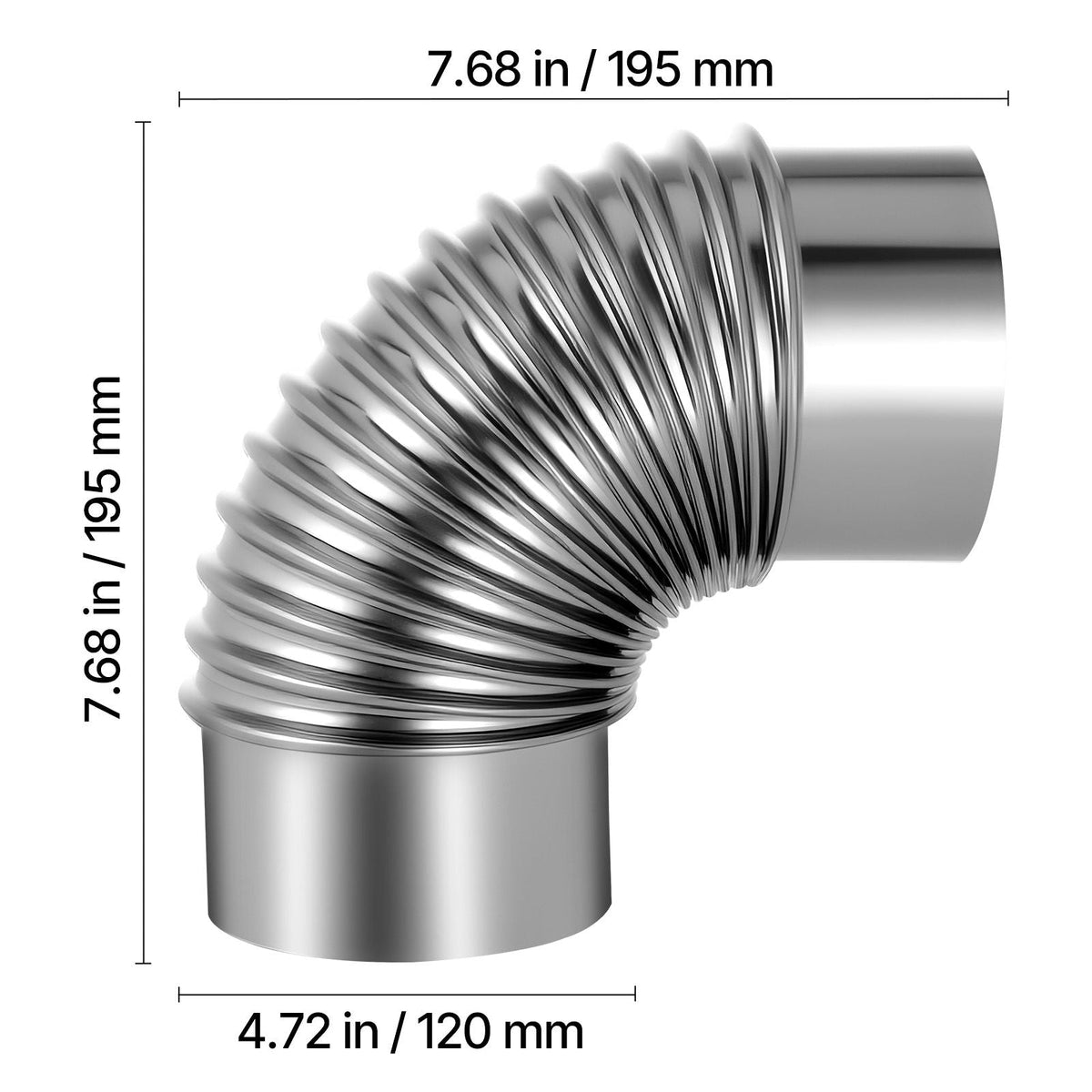 2 Pack Dryer Vent Elbow, 90 Degree Hose Connector Kit for 4 Inch Duct, Stainless Steel Vent Elbows with 4 Clamps and Aluminum Foil Tape, for HVAC Ducts, Pipes, and Ductworks at Tight Space