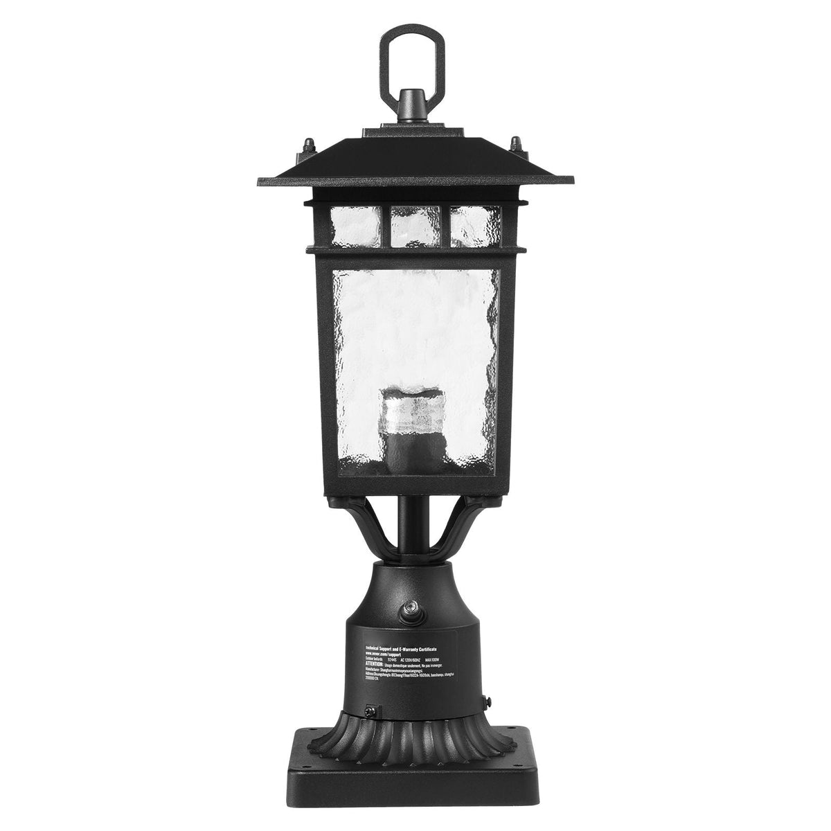 2 Pack Dusk to Dawn Outdoor Post Light, 15.75 in, Waterproof Lamp Post Light Fixtures with 5.5 in Pier Mount Base Glass Shade, Lightning-proof Exterior Pole Column Light for Patio Garden Pathway