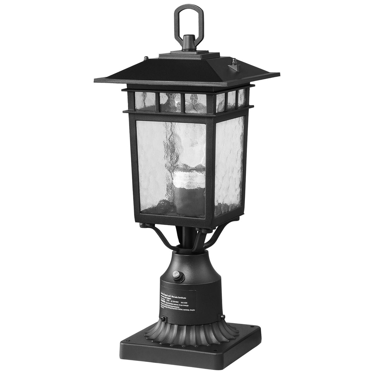 2 Pack Dusk to Dawn Outdoor Post Light, 15.75 in, Waterproof Lamp Post Light Fixtures with 5.5 in Pier Mount Base Glass Shade, Lightning-proof Exterior Pole Column Light for Patio Garden Pathway