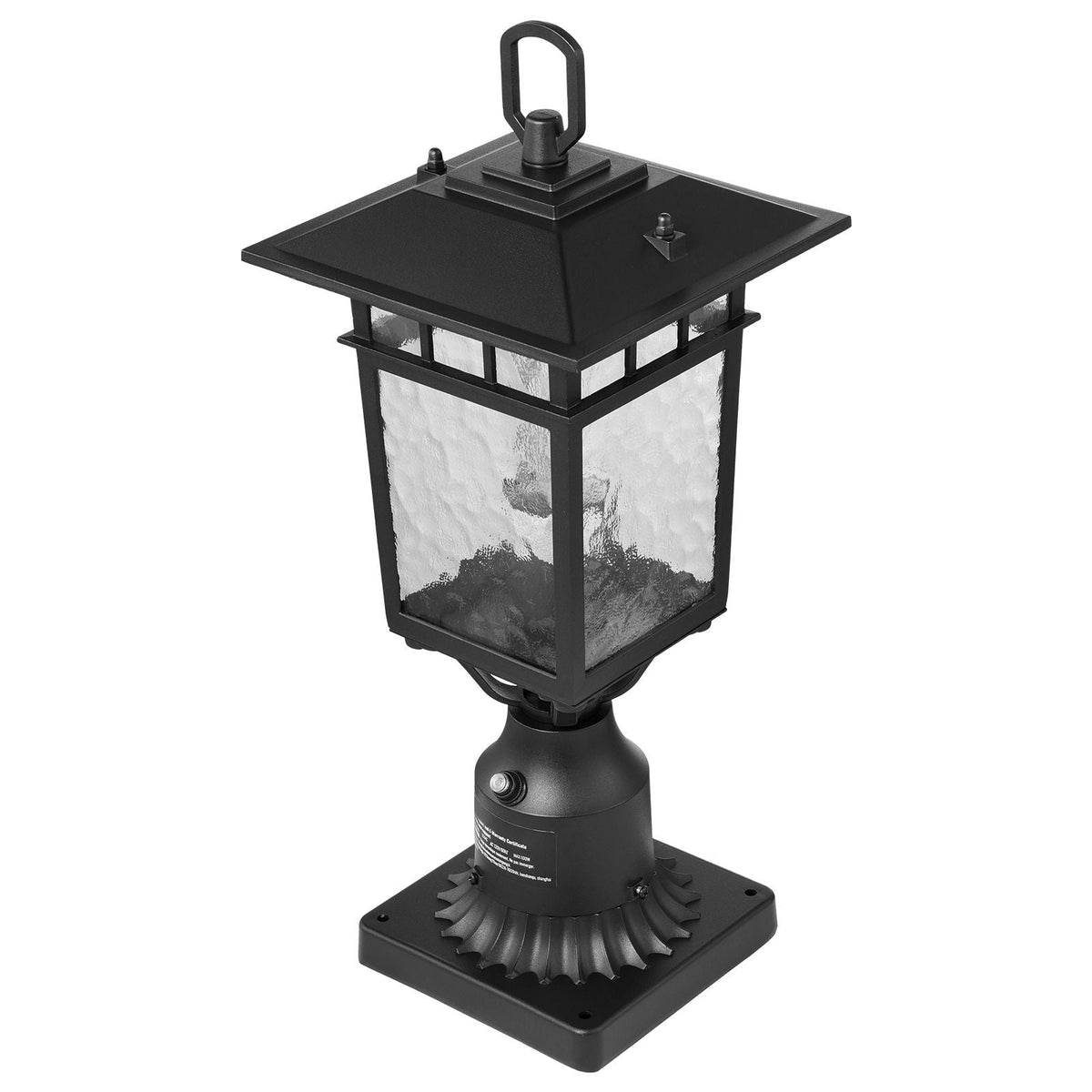 2 Pack Dusk to Dawn Outdoor Post Light, 15.75 in, Waterproof Lamp Post Light Fixtures with 5.5 in Pier Mount Base Glass Shade, Lightning-proof Exterior Pole Column Light for Patio Garden Pathway