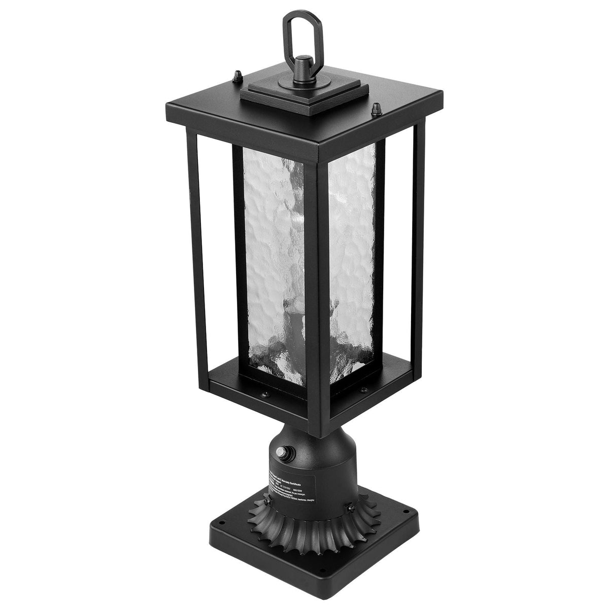 2 Pack Dusk to Dawn Outdoor Post Light, 17.72 in, Waterproof Lamp Post Light Fixtures with 3.5 in Pier Mount Base Glass Shade, Lightning-proof Exterior Pole Column Light for Patio Garden Pathway