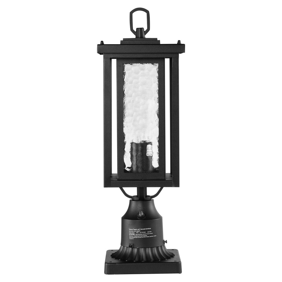 2 Pack Dusk to Dawn Outdoor Post Light, 17.72 in, Waterproof Lamp Post Light Fixtures with 3.5 in Pier Mount Base Glass Shade, Lightning-proof Exterior Pole Column Light for Patio Garden Pathway