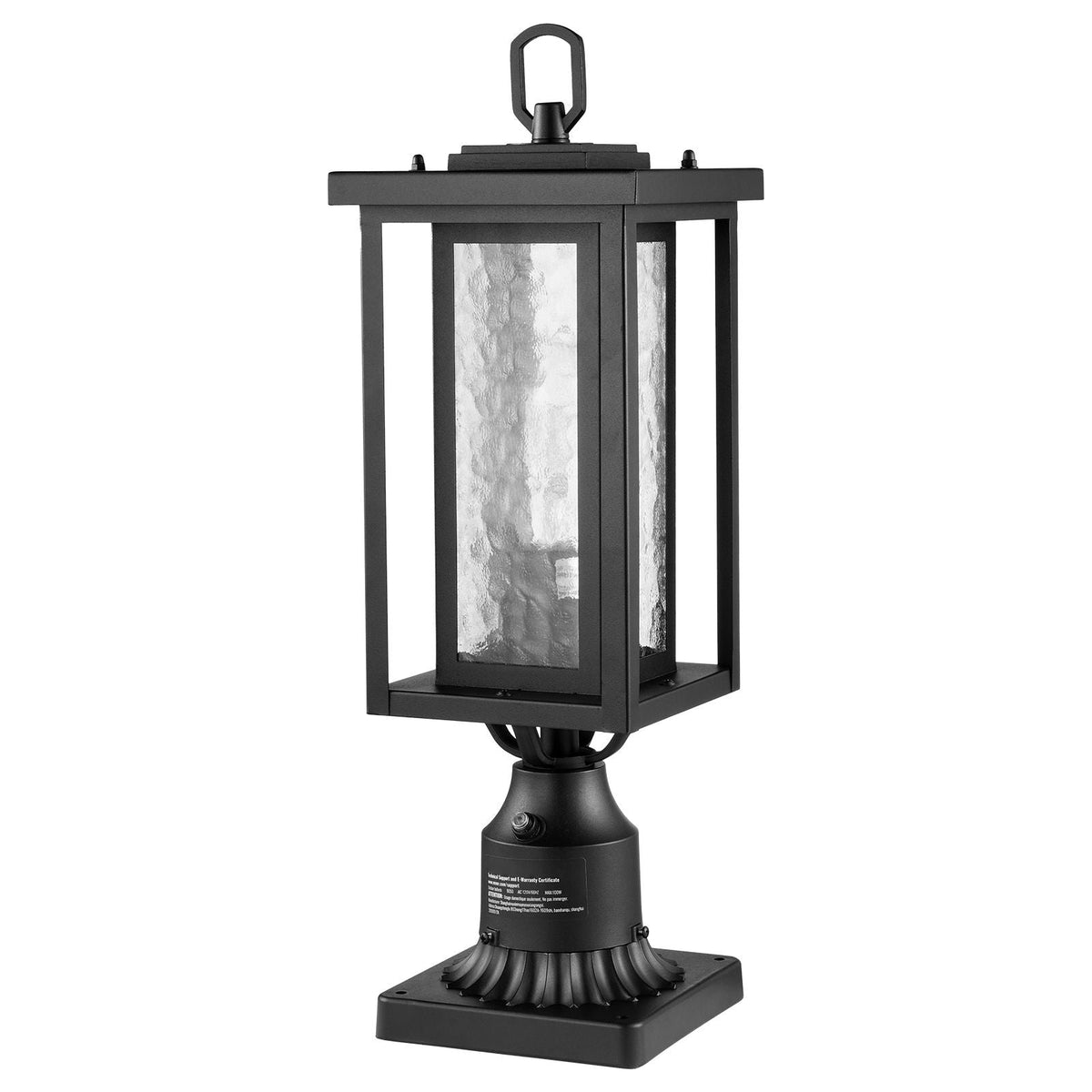 2 Pack Dusk to Dawn Outdoor Post Light, 17.72 in, Waterproof Lamp Post Light Fixtures with 3.5 in Pier Mount Base Glass Shade, Lightning-proof Exterior Pole Column Light for Patio Garden Pathway