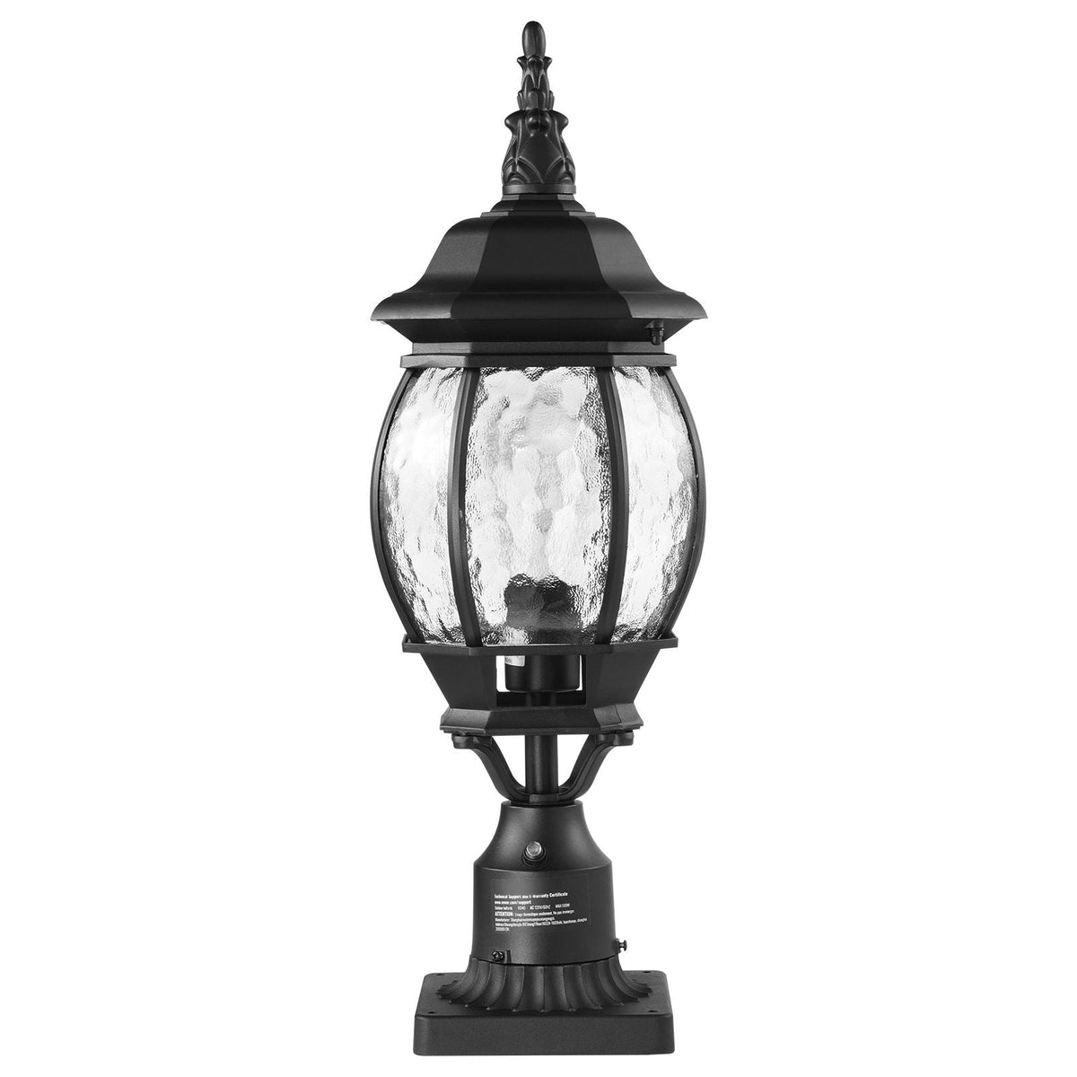 2 Pack Dusk to Dawn Outdoor Post Light, 20.87 in, Waterproof Lamp Post Light Fixtures with 5.5 in Pier Mount Base Glass Shade, Lightning-proof Exterior Pole Column Light for Patio Garden Pathway