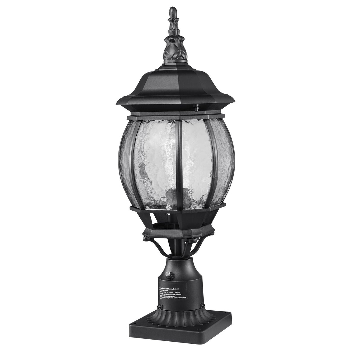2 Pack Dusk to Dawn Outdoor Post Light, 20.87 in, Waterproof Lamp Post Light Fixtures with 5.5 in Pier Mount Base Glass Shade, Lightning-proof Exterior Pole Column Light for Patio Garden Pathway