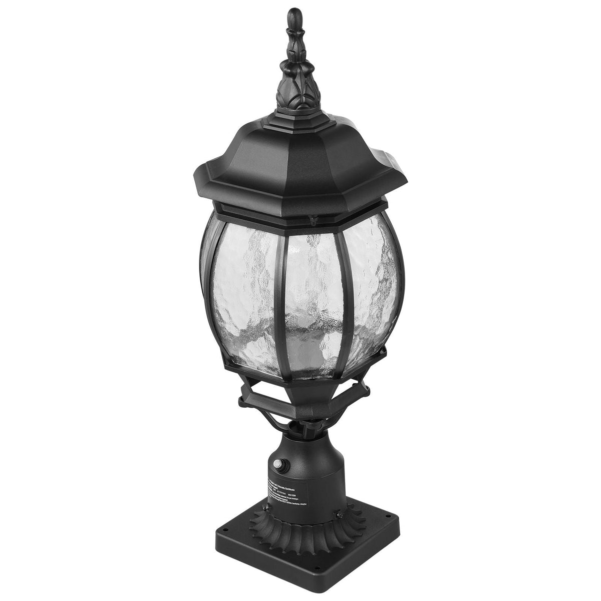 2 Pack Dusk to Dawn Outdoor Post Light, 20.87 in, Waterproof Lamp Post Light Fixtures with 5.5 in Pier Mount Base Glass Shade, Lightning-proof Exterior Pole Column Light for Patio Garden Pathway
